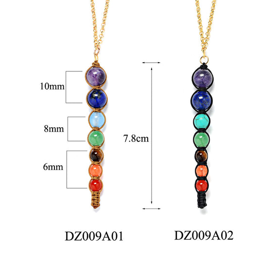 Seven chakra spirit pendulum necklace natural amethyst personality cone necklace