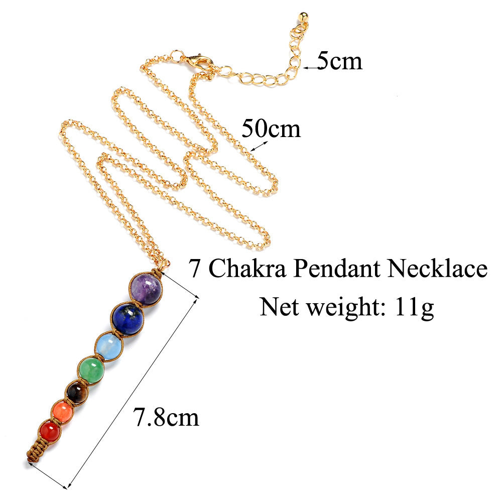 Seven chakra spirit pendulum necklace natural amethyst personality cone necklace